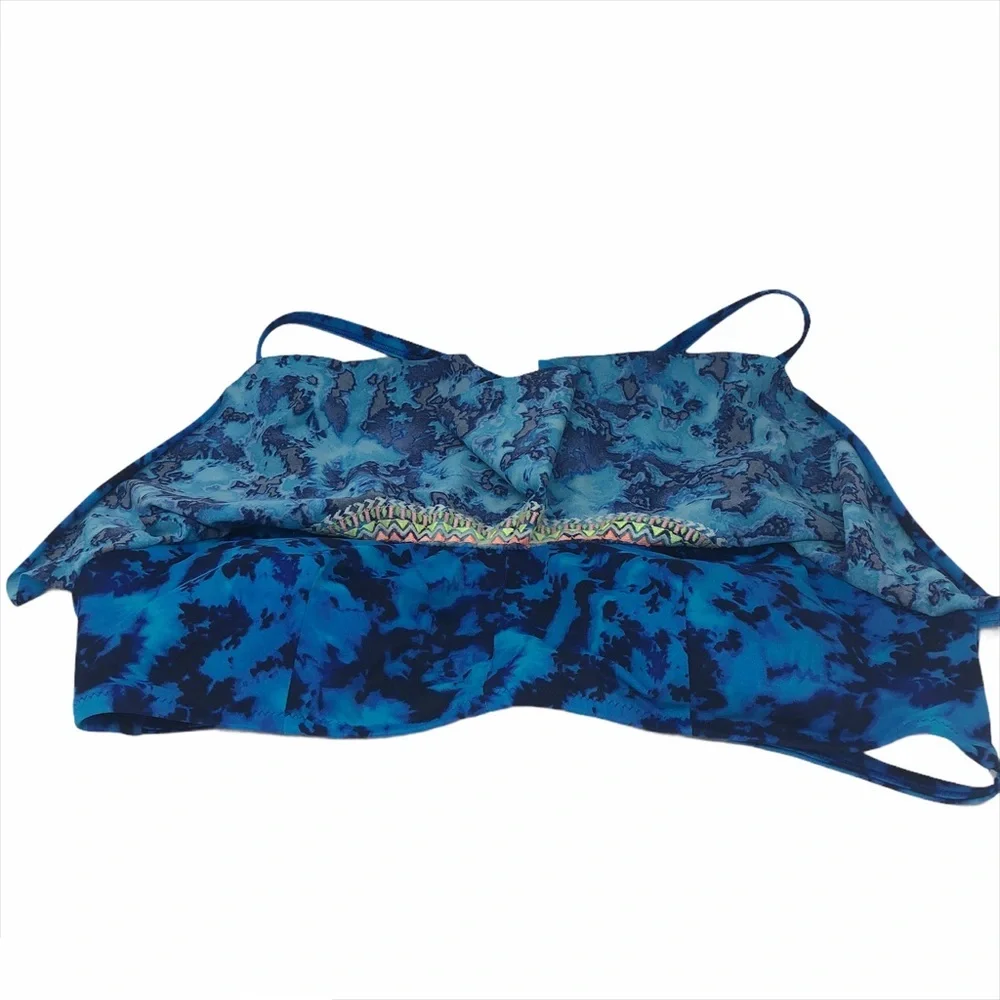 PINK Tie Dye Flounce Bikini Top‎
